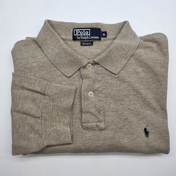 Polo Ralph Lauren Other - Polo Ralph Lauren Polo Shirt Mens‎ XL Long Sleeve Beige Tan Collared Neutral